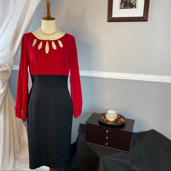 White House Black Market Red and Back Dress - Picture 1 of 6